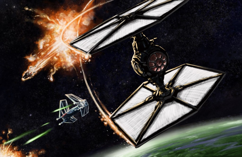 A First Order TIE overcomes a Resistance A-wing.
